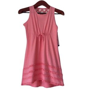 BOSTON TRADERS Criss Cross Back Sleeveless Dress Size Girls Large Salmon Rose